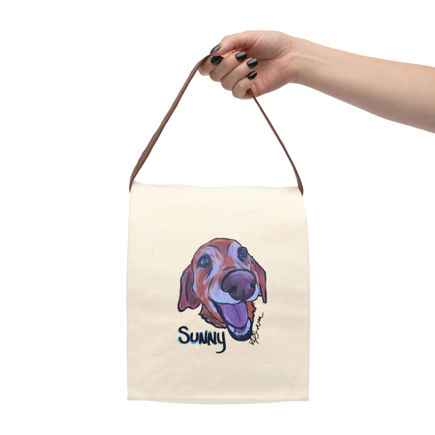 Sunny Dog Canvas Lunch Bag, Cute Pet Lunch Tote, Personalized Gift for Dog Lovers, Eco-friendly Snack Bag, Fun Animal Accessory