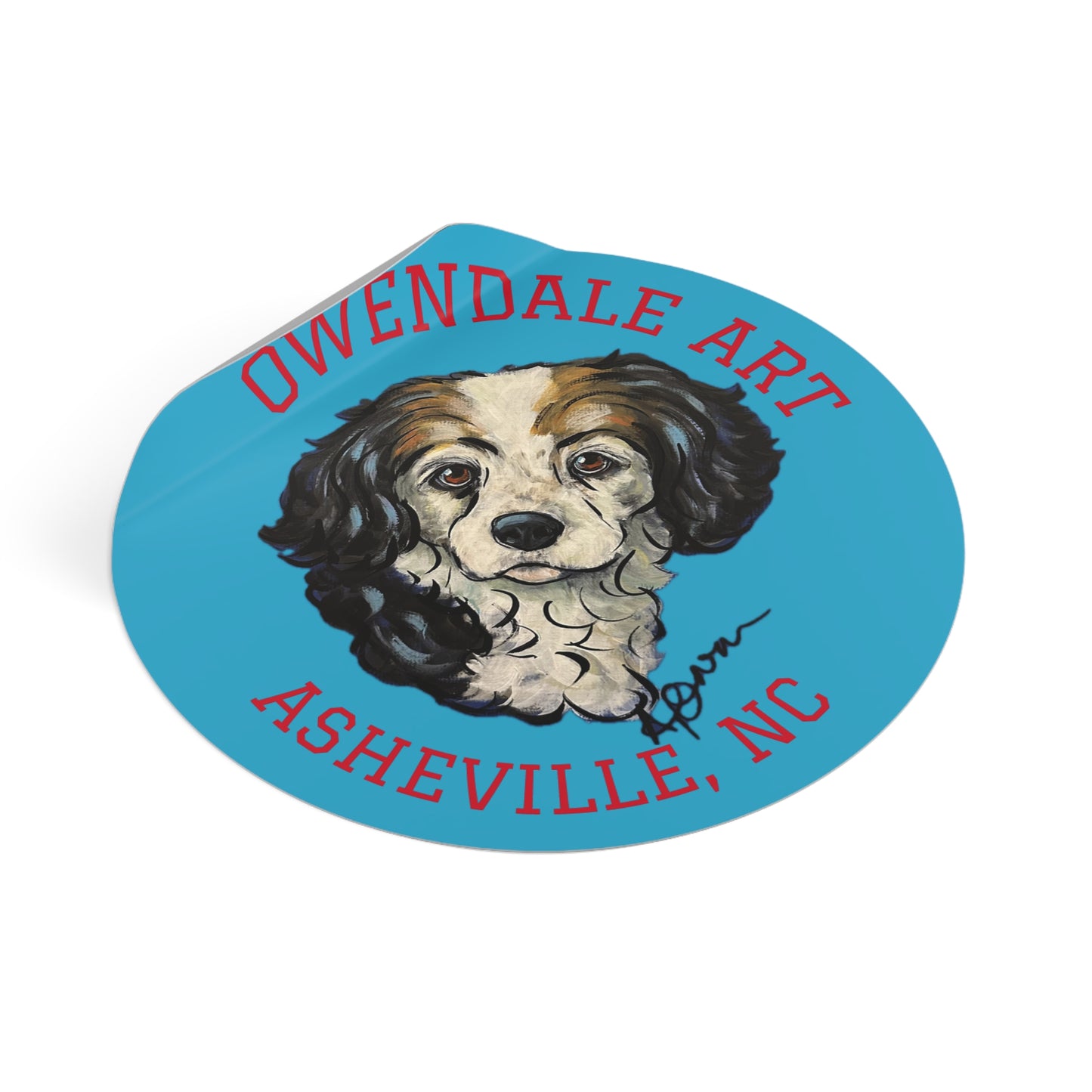 Copy of Dog Lover's Round Vinyl Sticker, Cute Pet Decor, Asheville NC Gift, Custom Dog Art, Fun Animal Sticker Collection