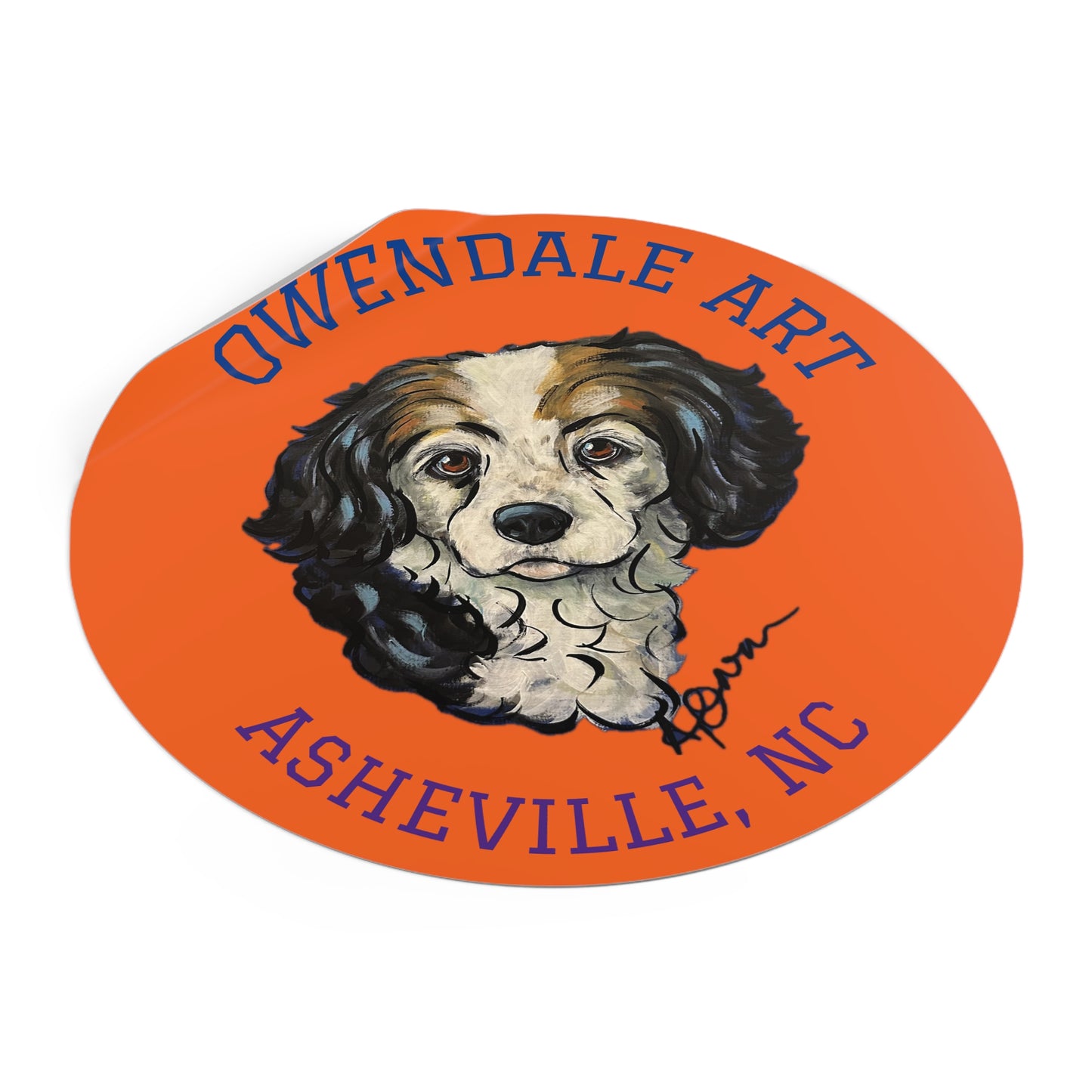 Copy of Dog Lover's Round Vinyl Sticker, Cute Pet Decor, Asheville NC Gift, Custom Dog Art, Fun Animal Sticker Collection