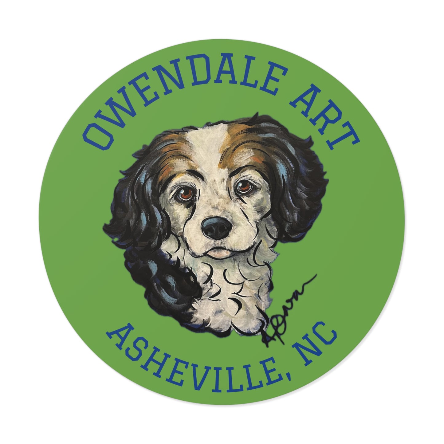 Dog Lover's Round Vinyl Sticker, Cute Pet Decor, Asheville NC Gift, Custom Dog Art, Fun Animal Sticker Collection