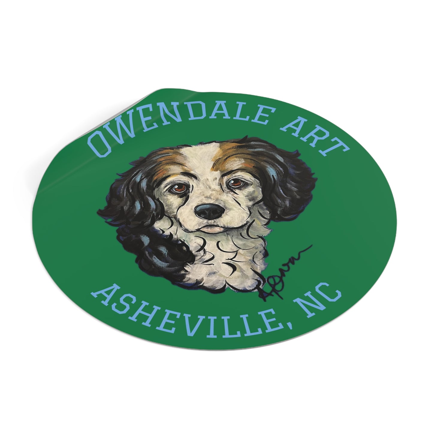 Copy of Dog Lover's Round Vinyl Sticker, Cute Pet Decor, Asheville NC Gift, Custom Dog Art, Fun Animal Sticker Collection
