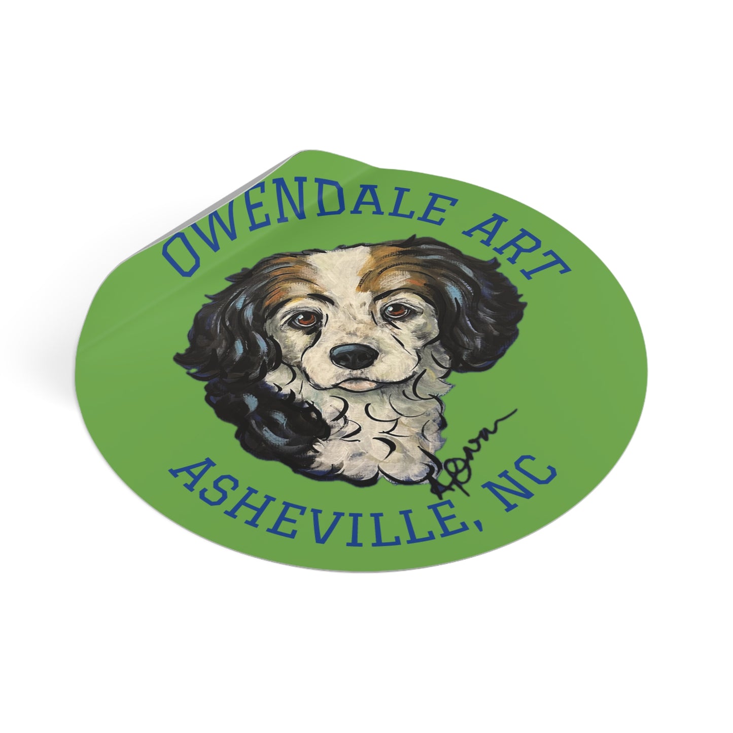 Dog Lover's Round Vinyl Sticker, Cute Pet Decor, Asheville NC Gift, Custom Dog Art, Fun Animal Sticker Collection