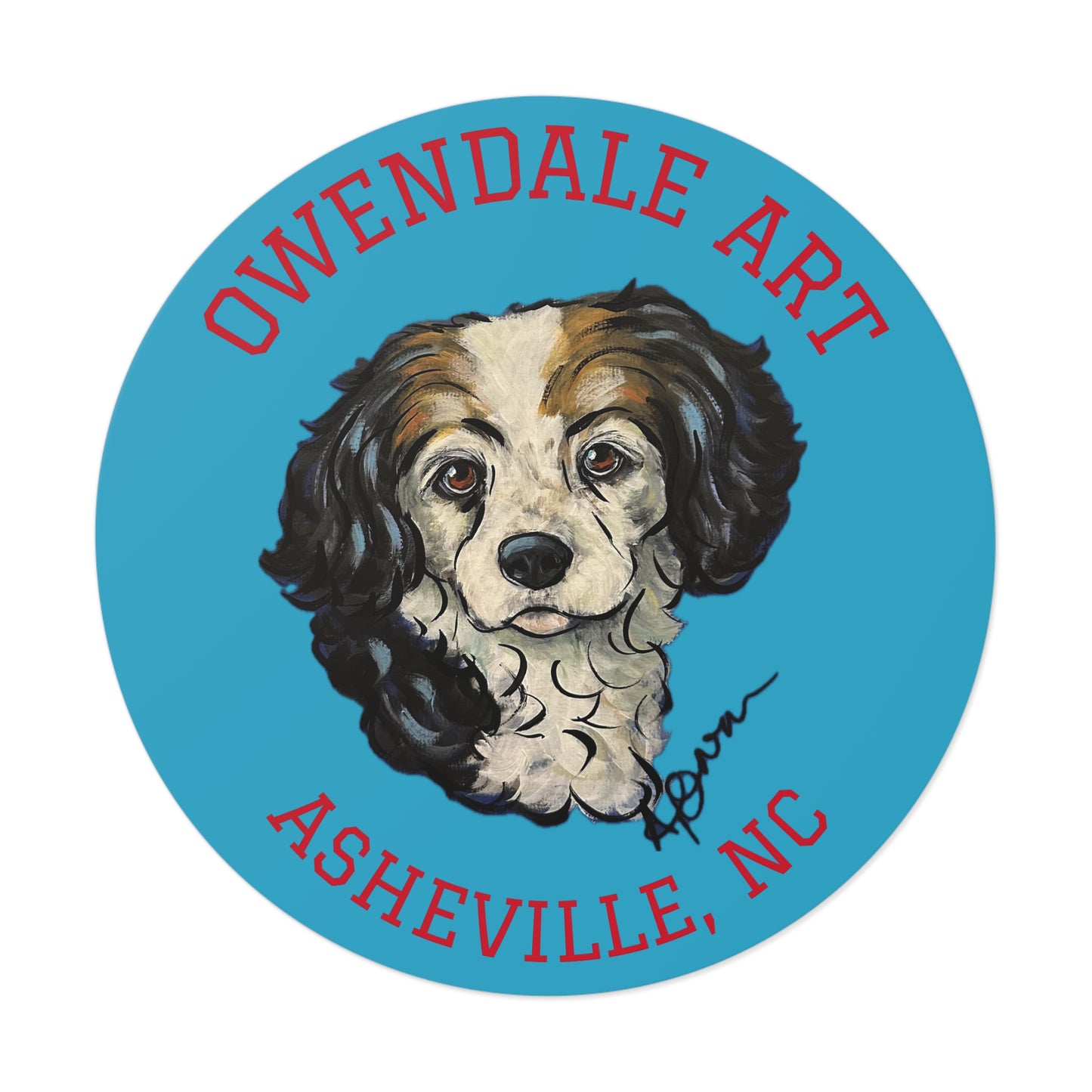 Copy of Dog Lover's Round Vinyl Sticker, Cute Pet Decor, Asheville NC Gift, Custom Dog Art, Fun Animal Sticker Collection