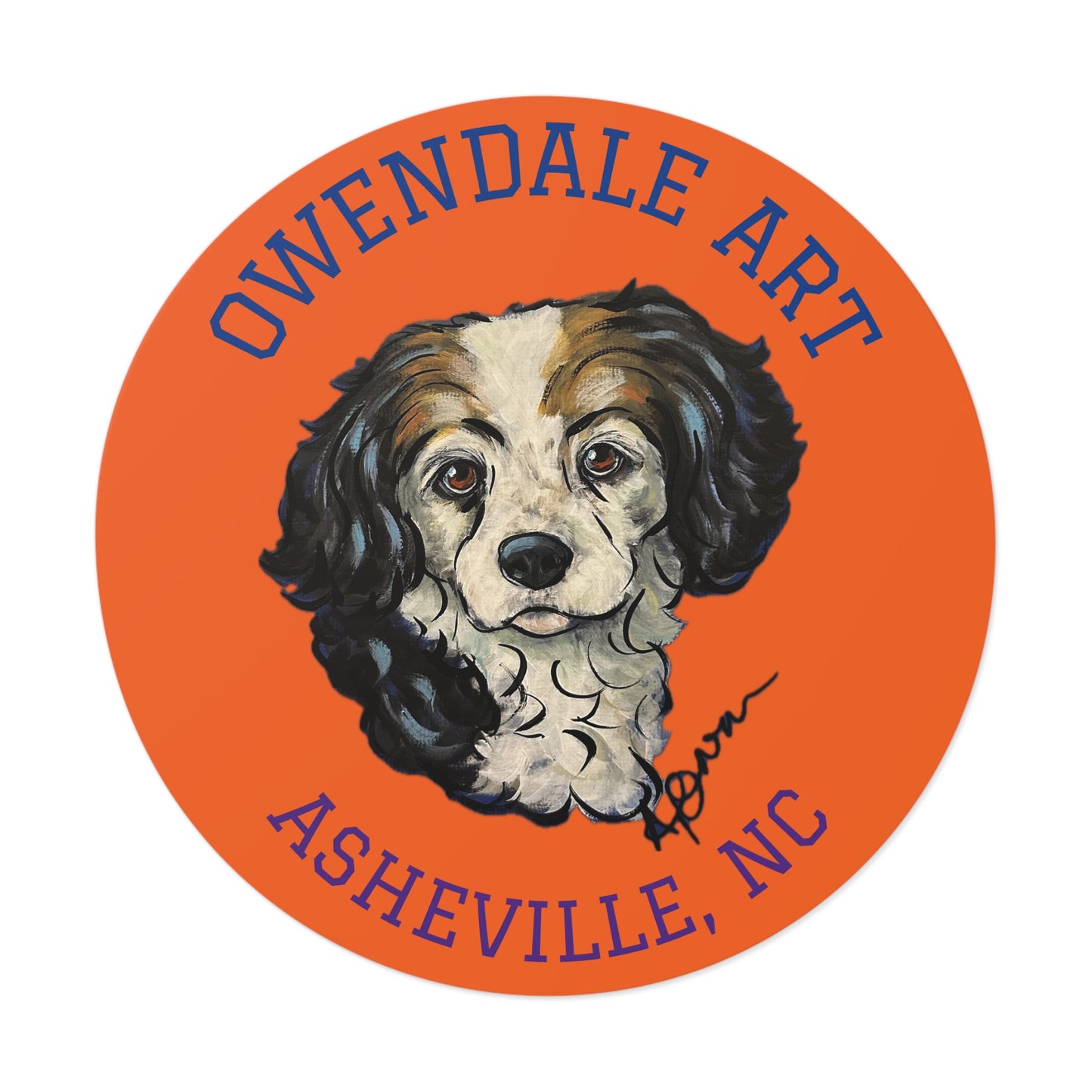 Copy of Dog Lover's Round Vinyl Sticker, Cute Pet Decor, Asheville NC Gift, Custom Dog Art, Fun Animal Sticker Collection