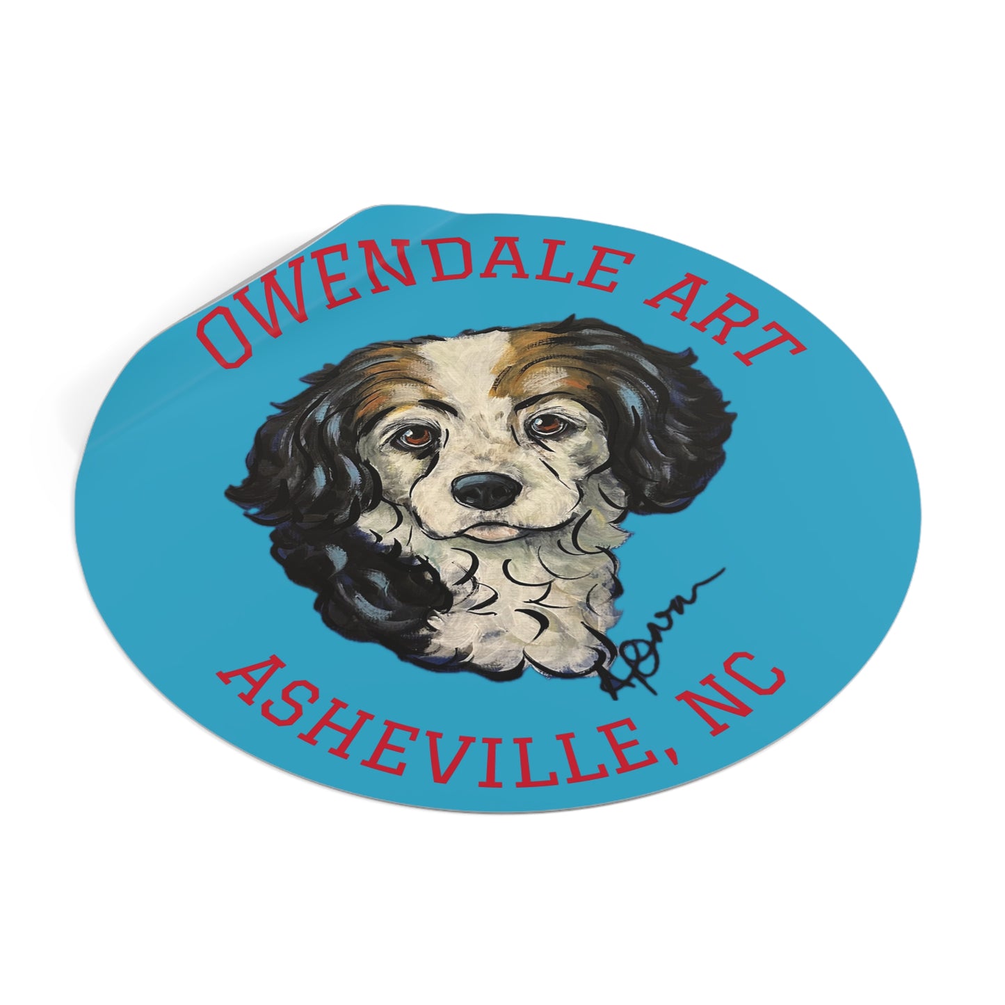 Copy of Dog Lover's Round Vinyl Sticker, Cute Pet Decor, Asheville NC Gift, Custom Dog Art, Fun Animal Sticker Collection