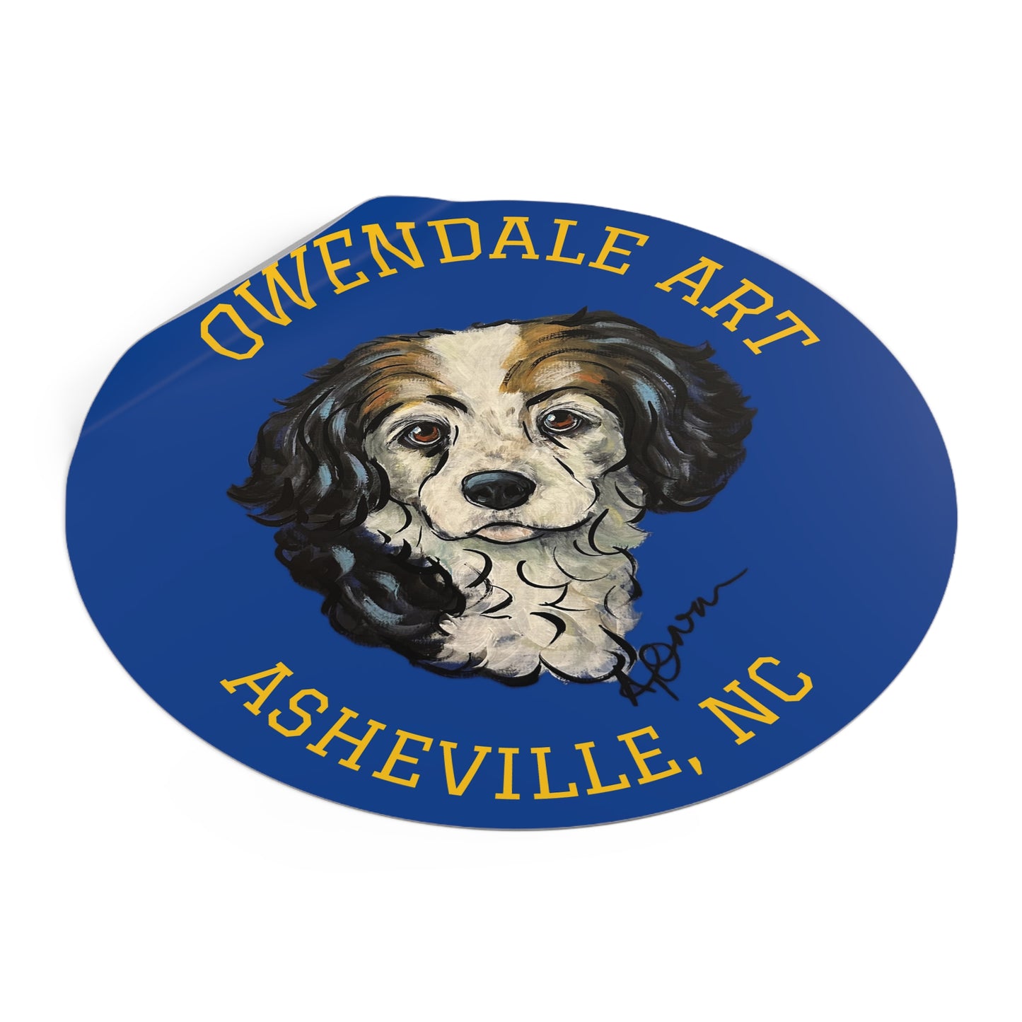 Copy of Dog Lover's Round Vinyl Sticker, Cute Pet Decor, Asheville NC Gift, Custom Dog Art, Fun Animal Sticker Collection