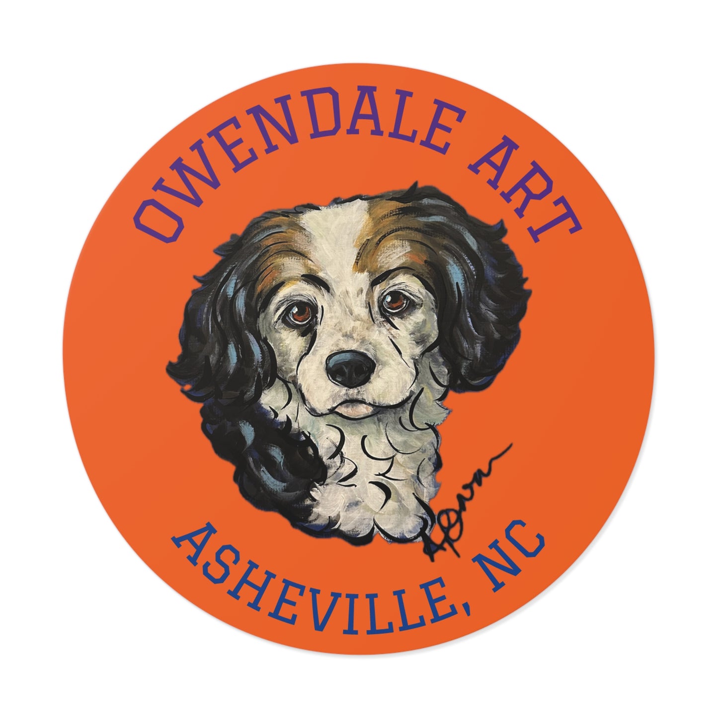 Copy of Dog Lover's Round Vinyl Sticker, Cute Pet Decor, Asheville NC Gift, Custom Dog Art, Fun Animal Sticker Collection