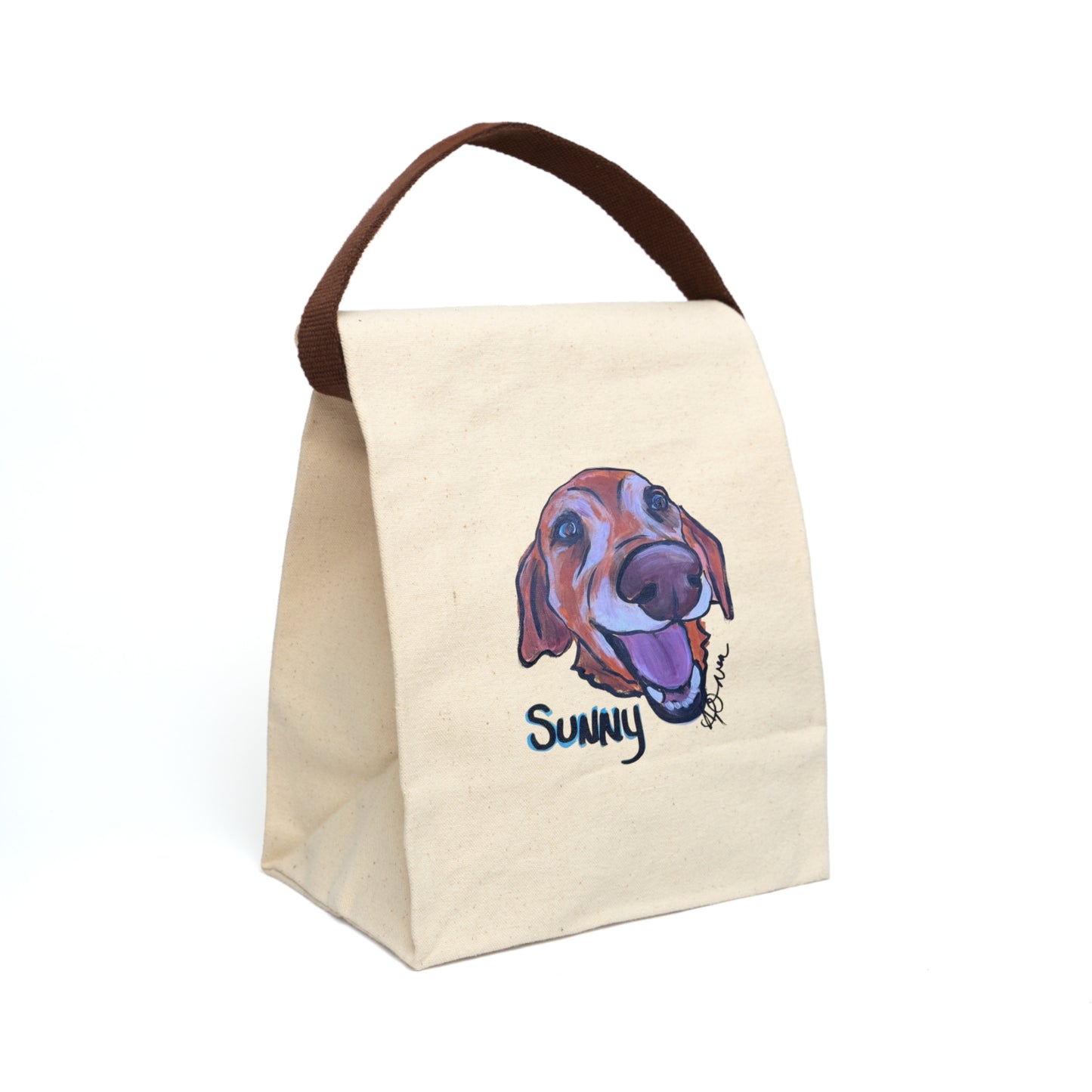 Sunny Dog Canvas Lunch Bag, Cute Pet Lunch Tote, Personalized Gift for Dog Lovers, Eco-friendly Snack Bag, Fun Animal Accessory