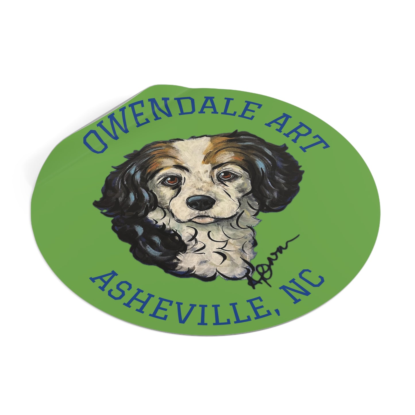 Dog Lover's Round Vinyl Sticker, Cute Pet Decor, Asheville NC Gift, Custom Dog Art, Fun Animal Sticker Collection