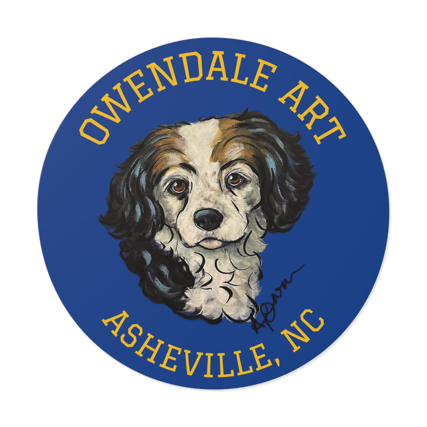 Copy of Dog Lover's Round Vinyl Sticker, Cute Pet Decor, Asheville NC Gift, Custom Dog Art, Fun Animal Sticker Collection