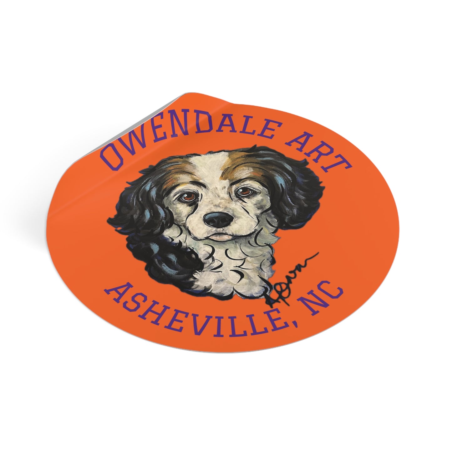 Copy of Dog Lover's Round Vinyl Sticker, Cute Pet Decor, Asheville NC Gift, Custom Dog Art, Fun Animal Sticker Collection