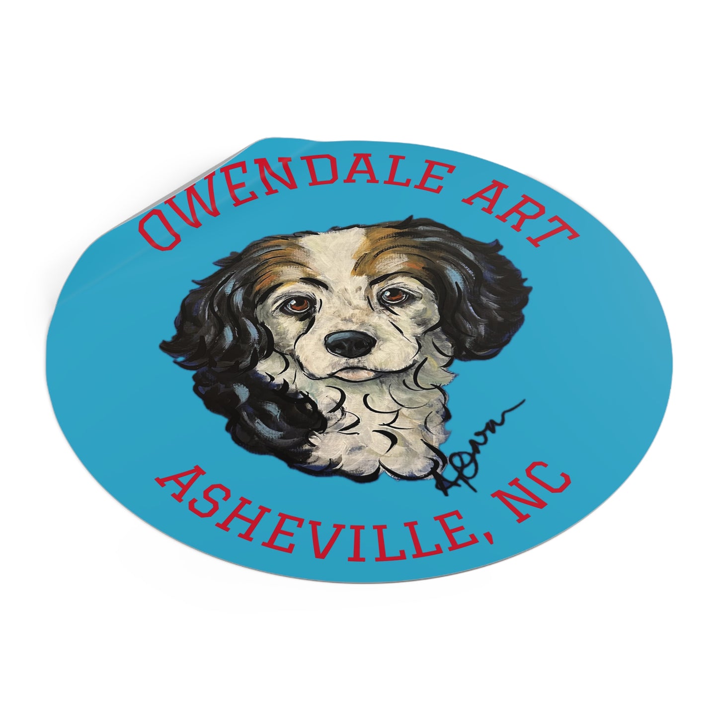 Copy of Dog Lover's Round Vinyl Sticker, Cute Pet Decor, Asheville NC Gift, Custom Dog Art, Fun Animal Sticker Collection