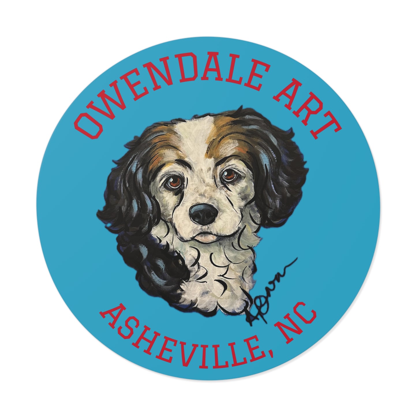 Copy of Dog Lover's Round Vinyl Sticker, Cute Pet Decor, Asheville NC Gift, Custom Dog Art, Fun Animal Sticker Collection