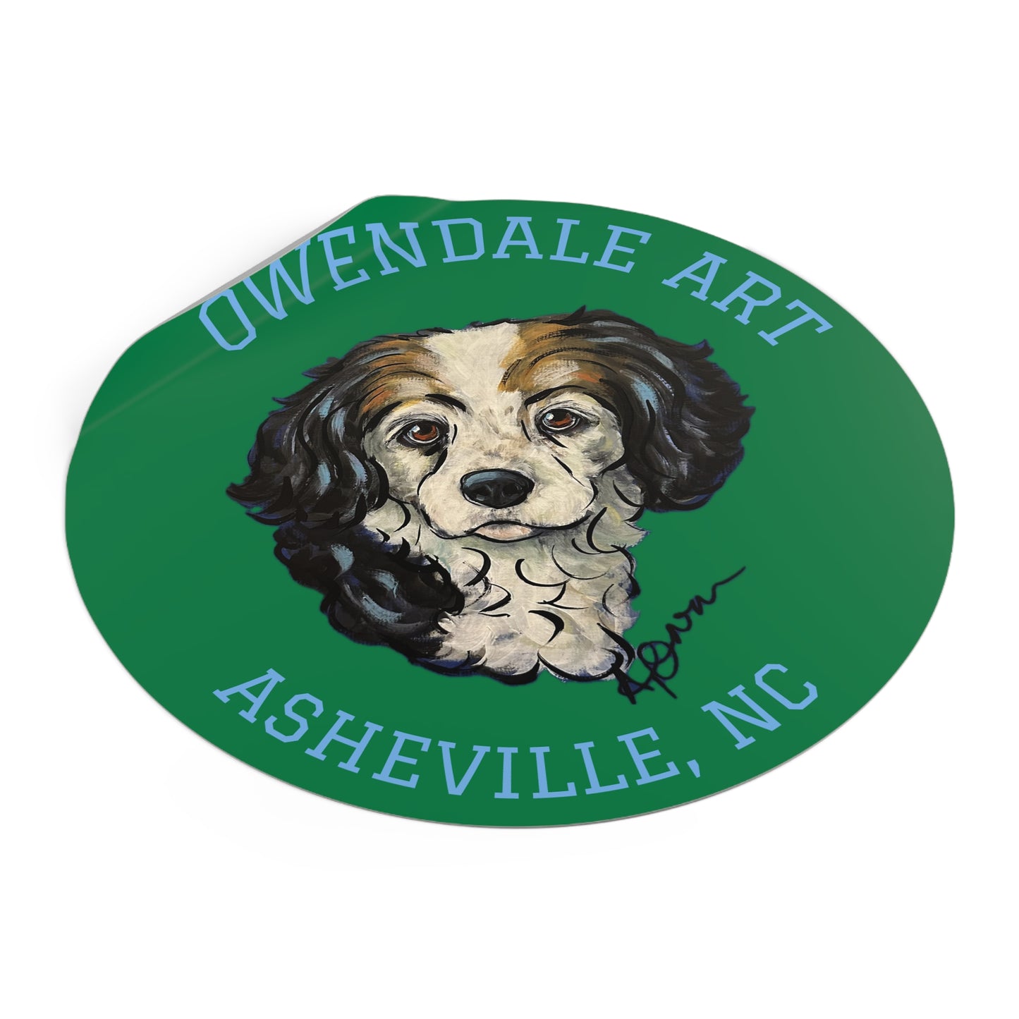 Copy of Dog Lover's Round Vinyl Sticker, Cute Pet Decor, Asheville NC Gift, Custom Dog Art, Fun Animal Sticker Collection