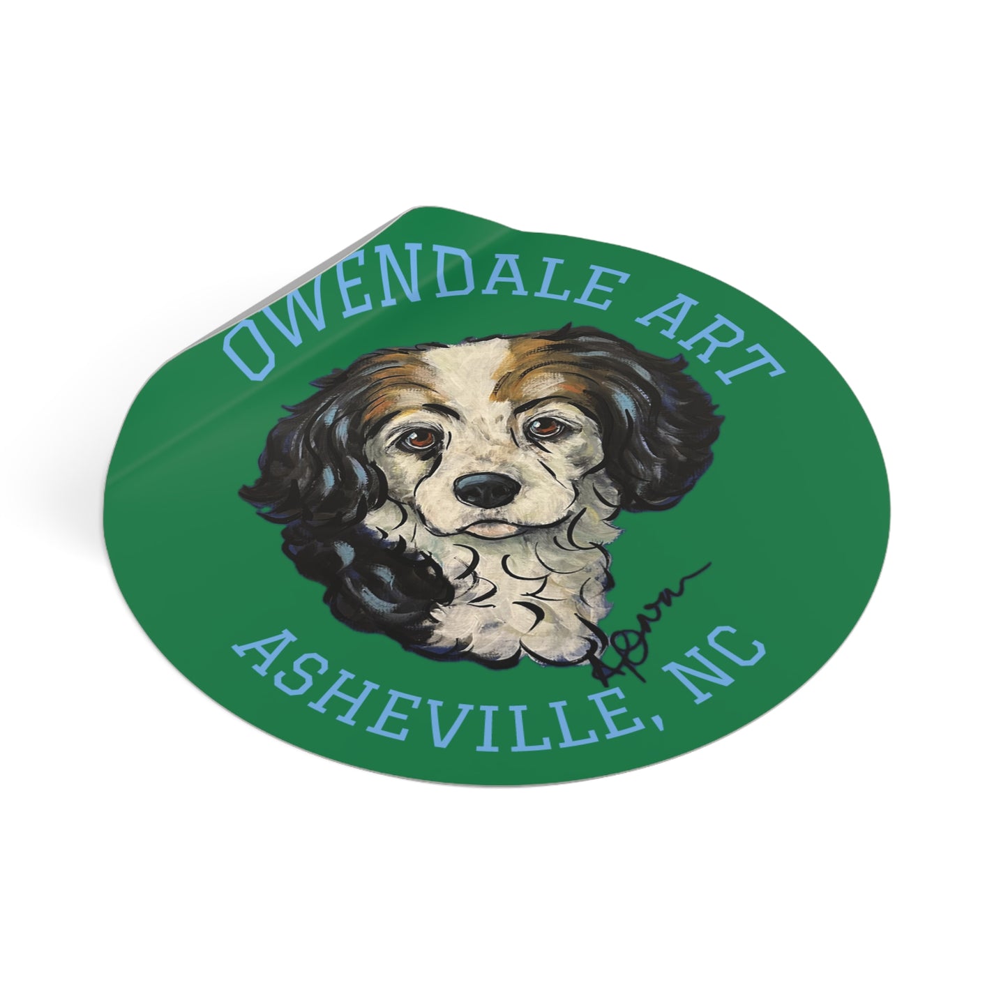 Copy of Dog Lover's Round Vinyl Sticker, Cute Pet Decor, Asheville NC Gift, Custom Dog Art, Fun Animal Sticker Collection