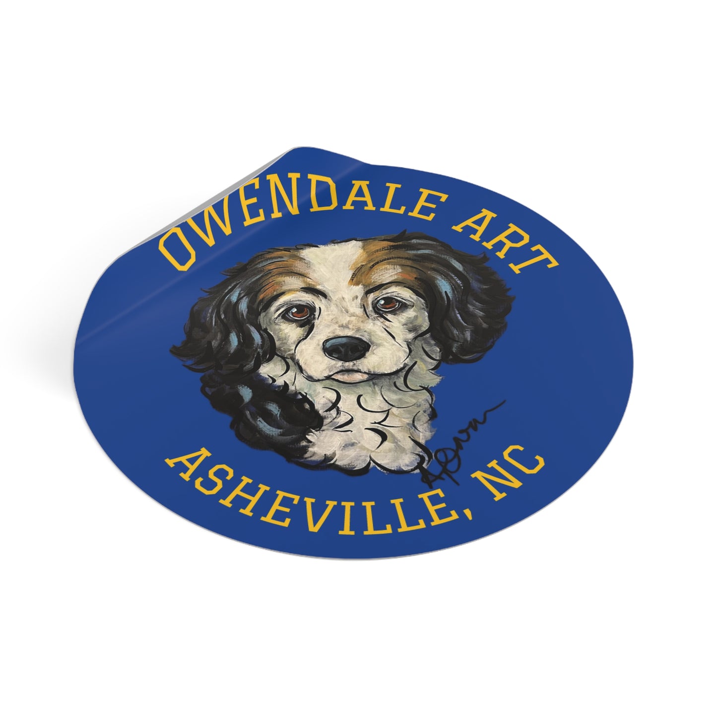 Copy of Dog Lover's Round Vinyl Sticker, Cute Pet Decor, Asheville NC Gift, Custom Dog Art, Fun Animal Sticker Collection