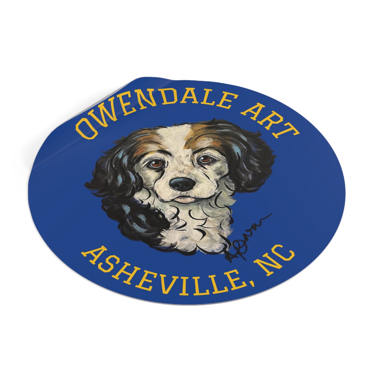 Copy of Dog Lover's Round Vinyl Sticker, Cute Pet Decor, Asheville NC Gift, Custom Dog Art, Fun Animal Sticker Collection