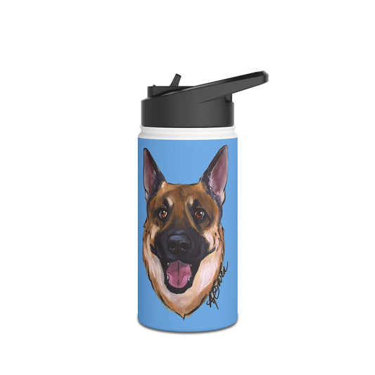 Tumbler with a German Shepherd design on a blue background