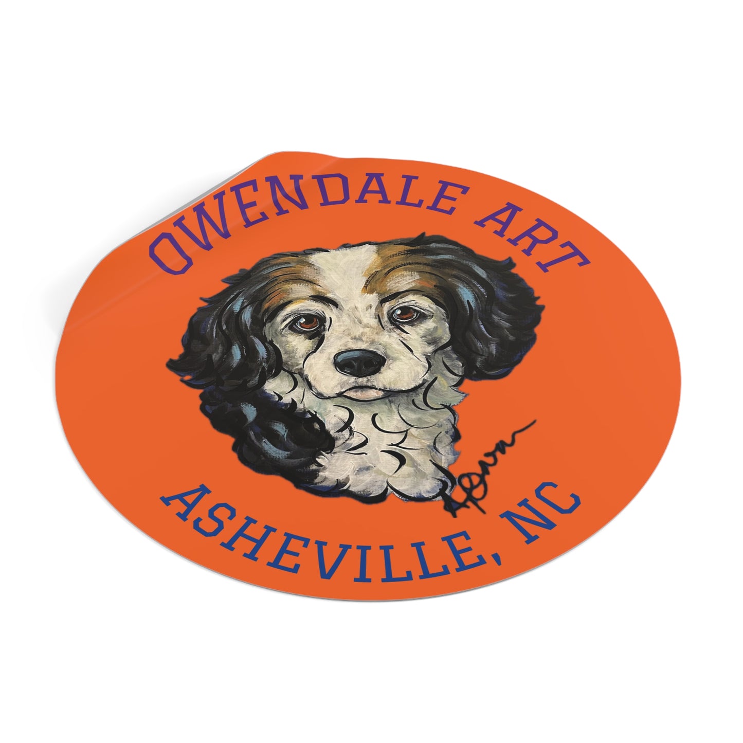 Copy of Dog Lover's Round Vinyl Sticker, Cute Pet Decor, Asheville NC Gift, Custom Dog Art, Fun Animal Sticker Collection