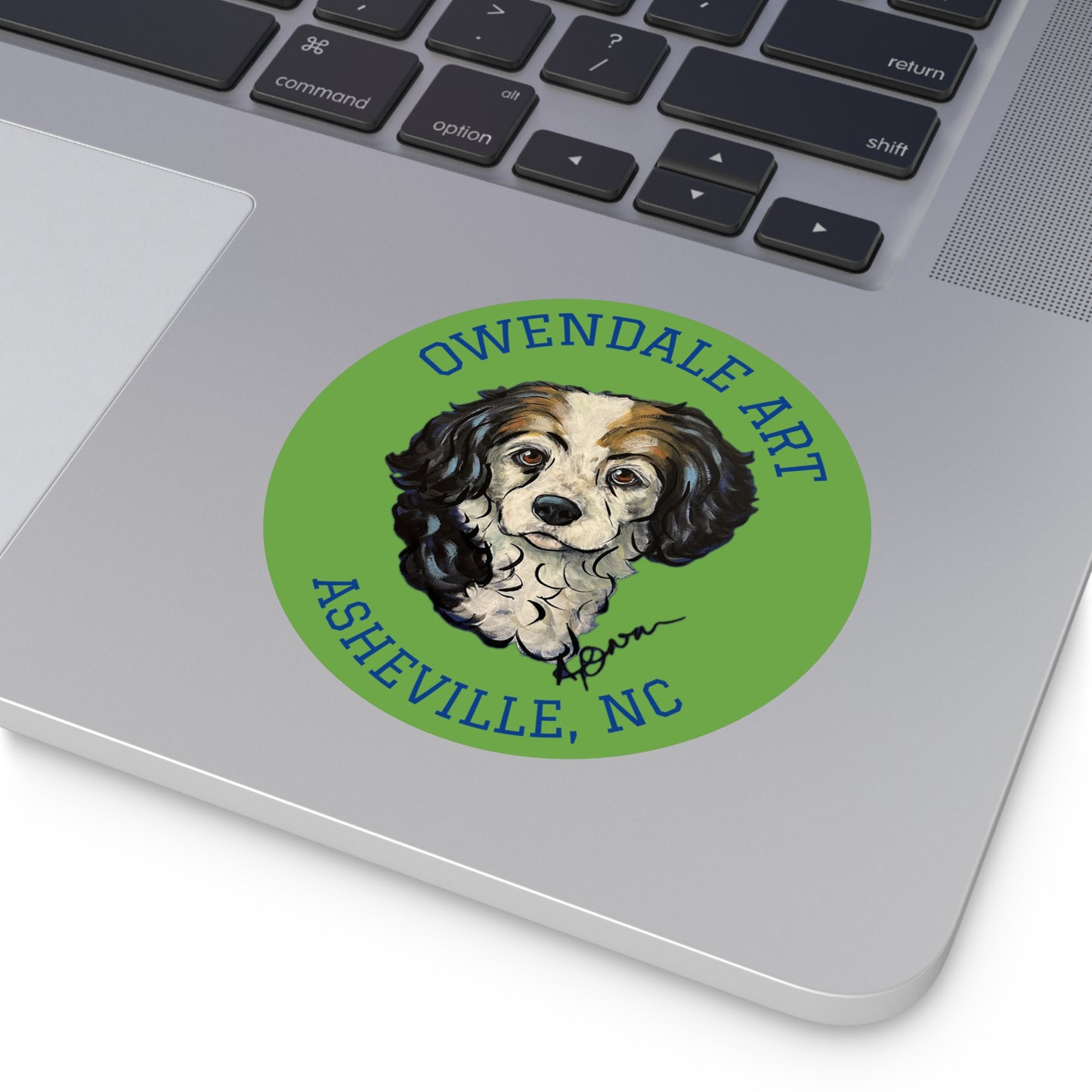 Dog Lover's Round Vinyl Sticker, Cute Pet Decor, Asheville NC Gift, Custom Dog Art, Fun Animal Sticker Collection