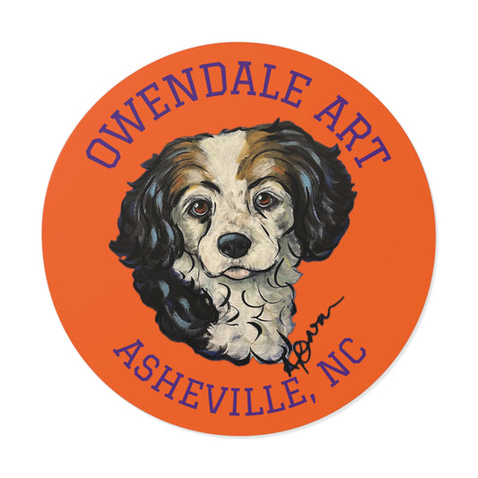 Copy of Dog Lover's Round Vinyl Sticker, Cute Pet Decor, Asheville NC Gift, Custom Dog Art, Fun Animal Sticker Collection