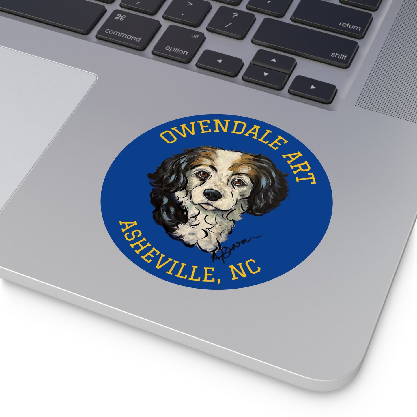 Copy of Dog Lover's Round Vinyl Sticker, Cute Pet Decor, Asheville NC Gift, Custom Dog Art, Fun Animal Sticker Collection