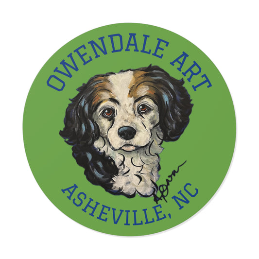 Dog Lover's Round Vinyl Sticker, Cute Pet Decor, Asheville NC Gift, Custom Dog Art, Fun Animal Sticker Collection